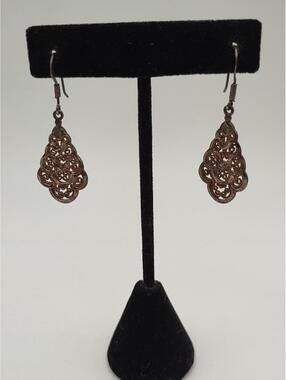 Sterling Silver Filigree Dangle Earrings Vintage 925